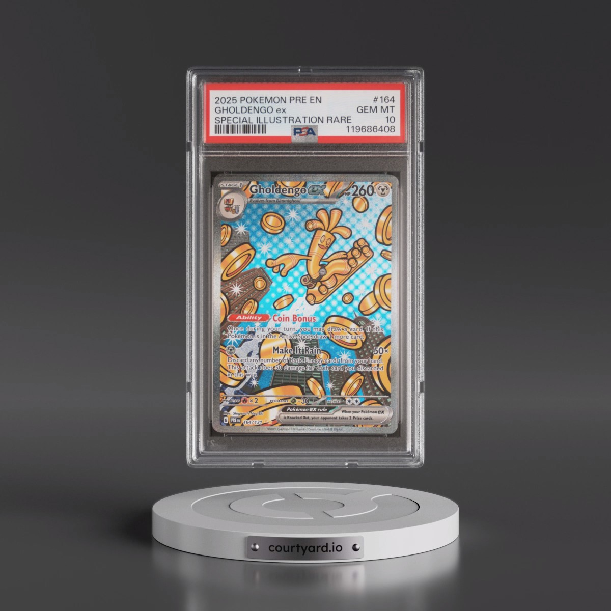 2025 Pokémon Pre EN-Prismatic Evolutions #164 Gholdengo EX - Holo Special Illustration Rare (PSA 10 GEM MINT)