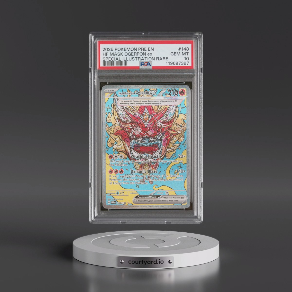 2025 Pokémon Pre EN-Prismatic Evolutions #148 Hearthflame Mask Ogerpon EX - Holo Special Illustration Rare (PSA 10 GEM MINT)