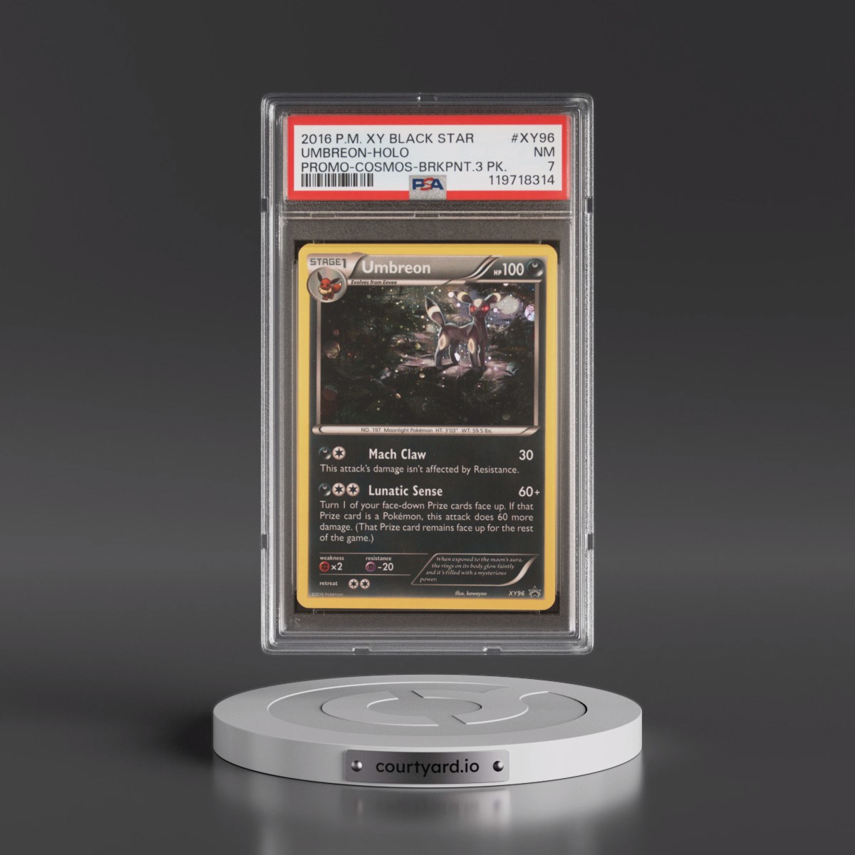 2016 Pokémon XY Black Star Promo Umbreon - Holo Cosmos-Breakpoint 3 Pack #XY96 PSA 7