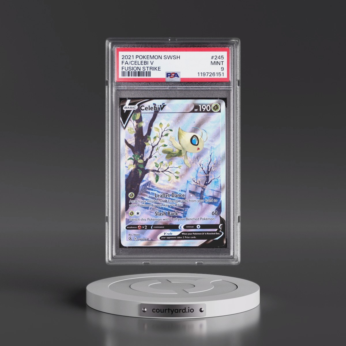 2021 Pokémon Sword & Shield Fusion Strike #245 Celebi V - Holo Full Art (PSA 9 MINT)