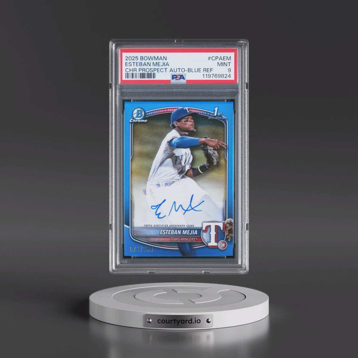 2025 Bowman Chrome Prospect Autographs #CPAEM Esteban Mejia - Blue Refractor (PSA 9 MINT)