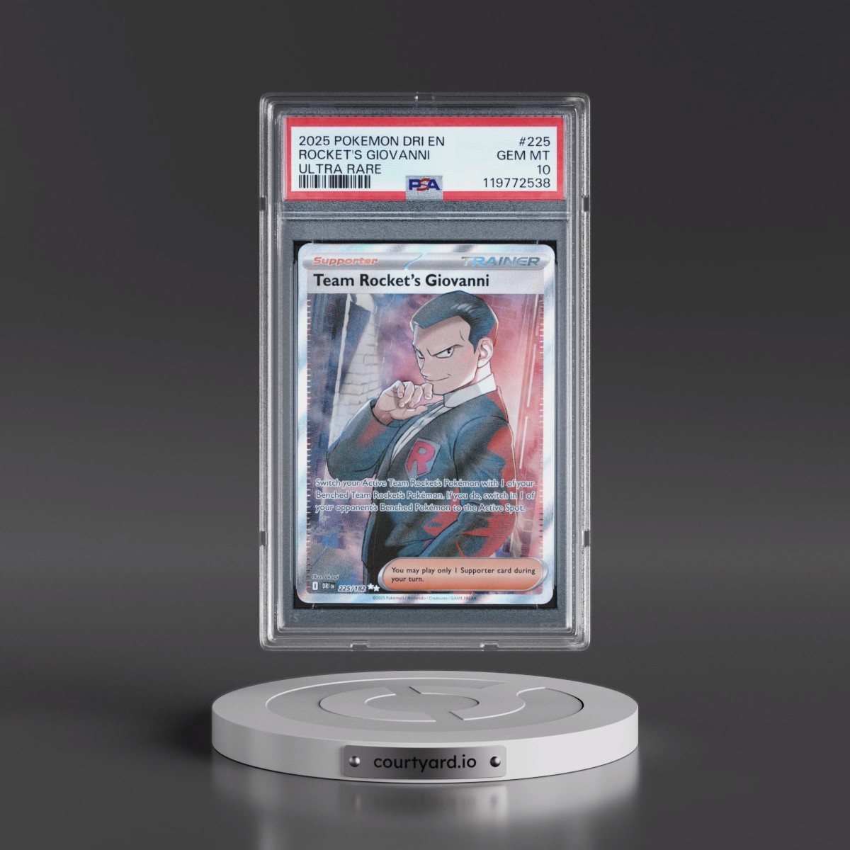 2025 Pokémon Dri EN-Destined Rivals #225 Team Rocket's Giovanni - Ultra Rare (PSA 10 GEM MINT)
