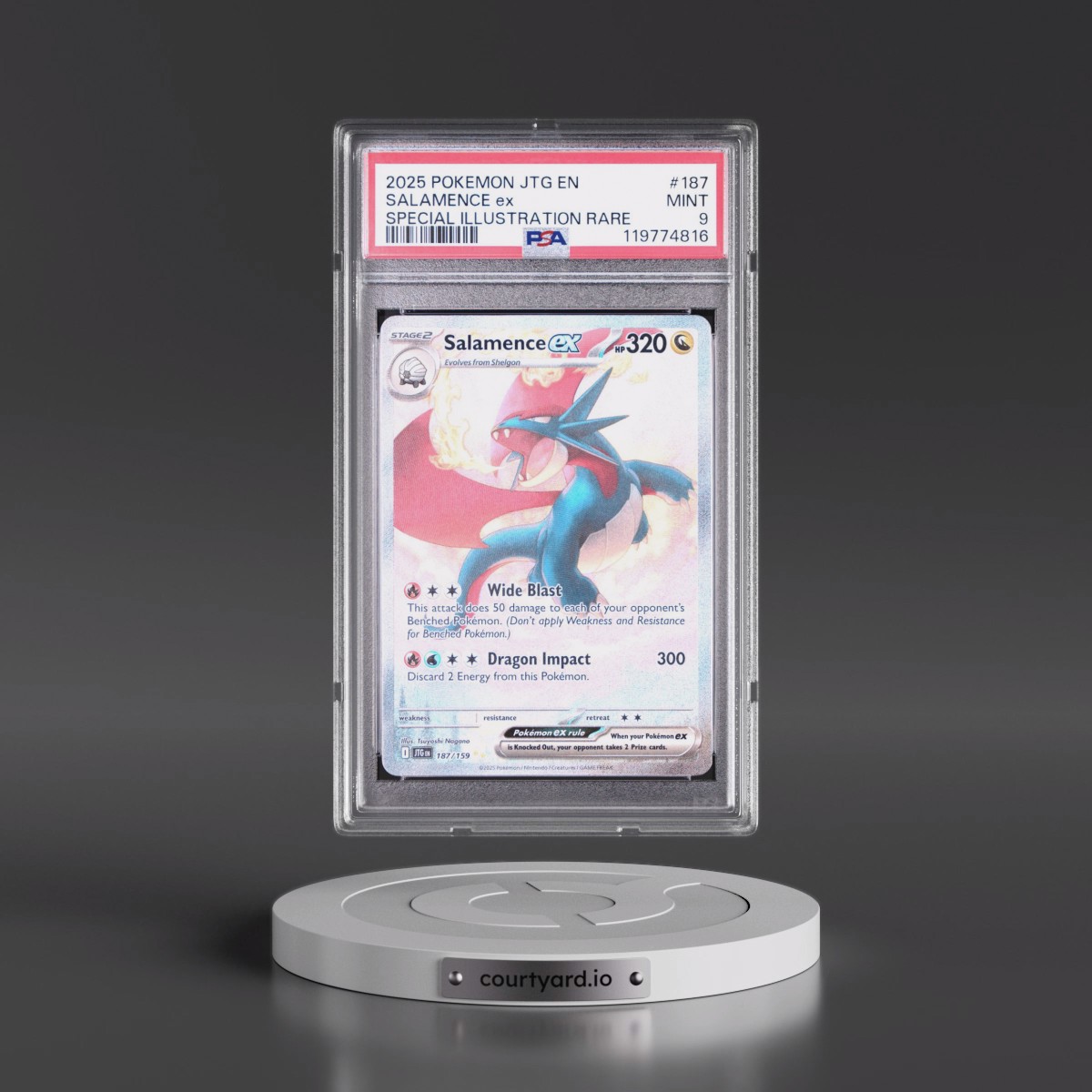2025 Pokémon Jtg EN-Journey Together #187 Salamence EX - Holo Special Illustration Rare (PSA 9 MINT)