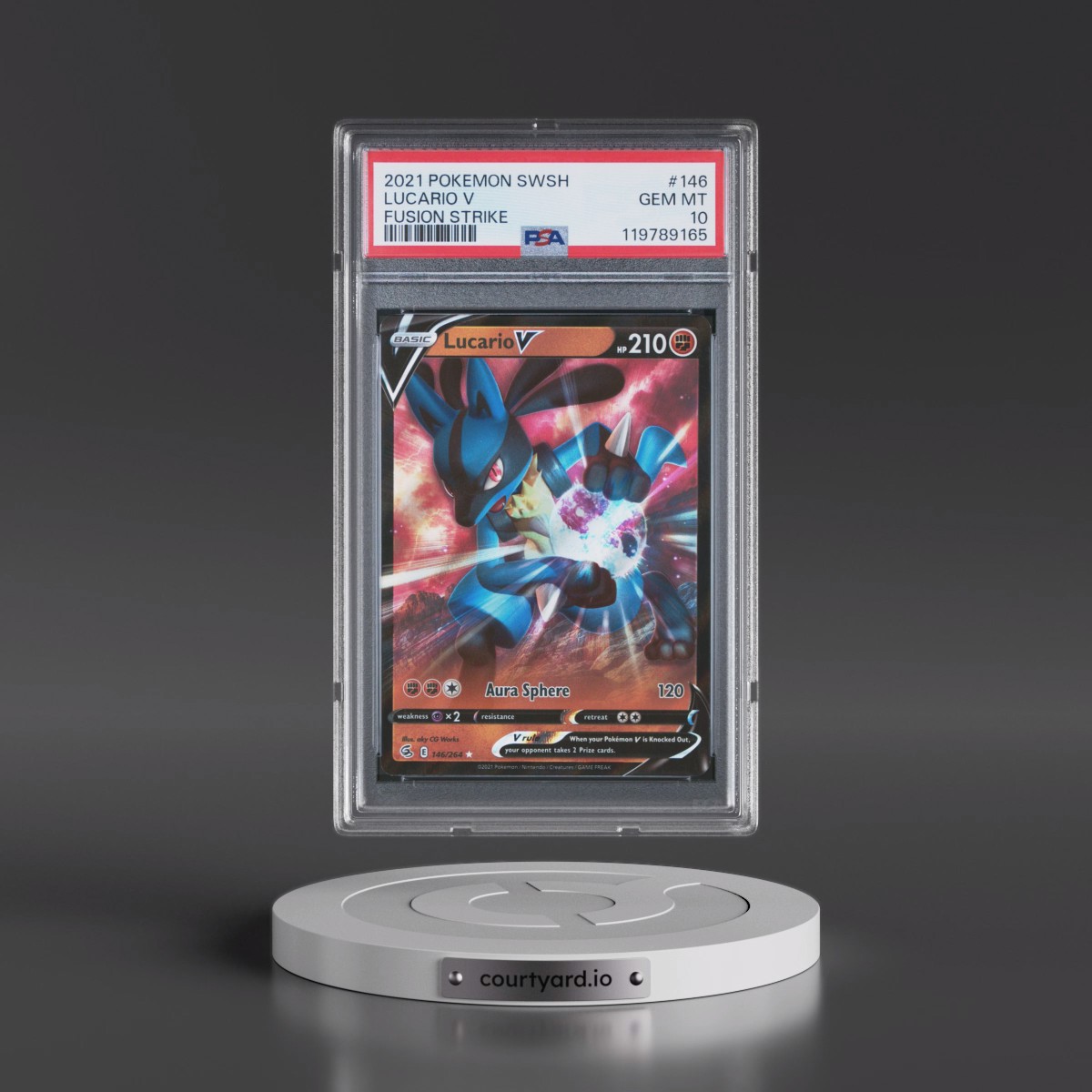 2021 Pokémon Sword & Shield Fusion Strike #146 Lucario V - Holo (PSA 10 GEM MINT)