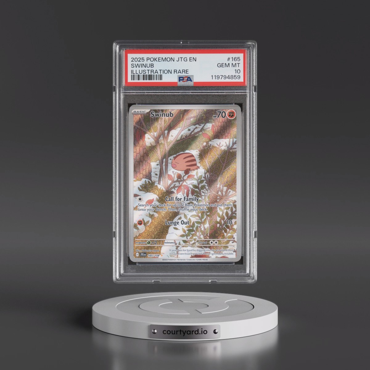 2025 Pokémon Jtg EN-Journey Together #165 Swinub - Illustration Rare (PSA 10 GEM MINT)