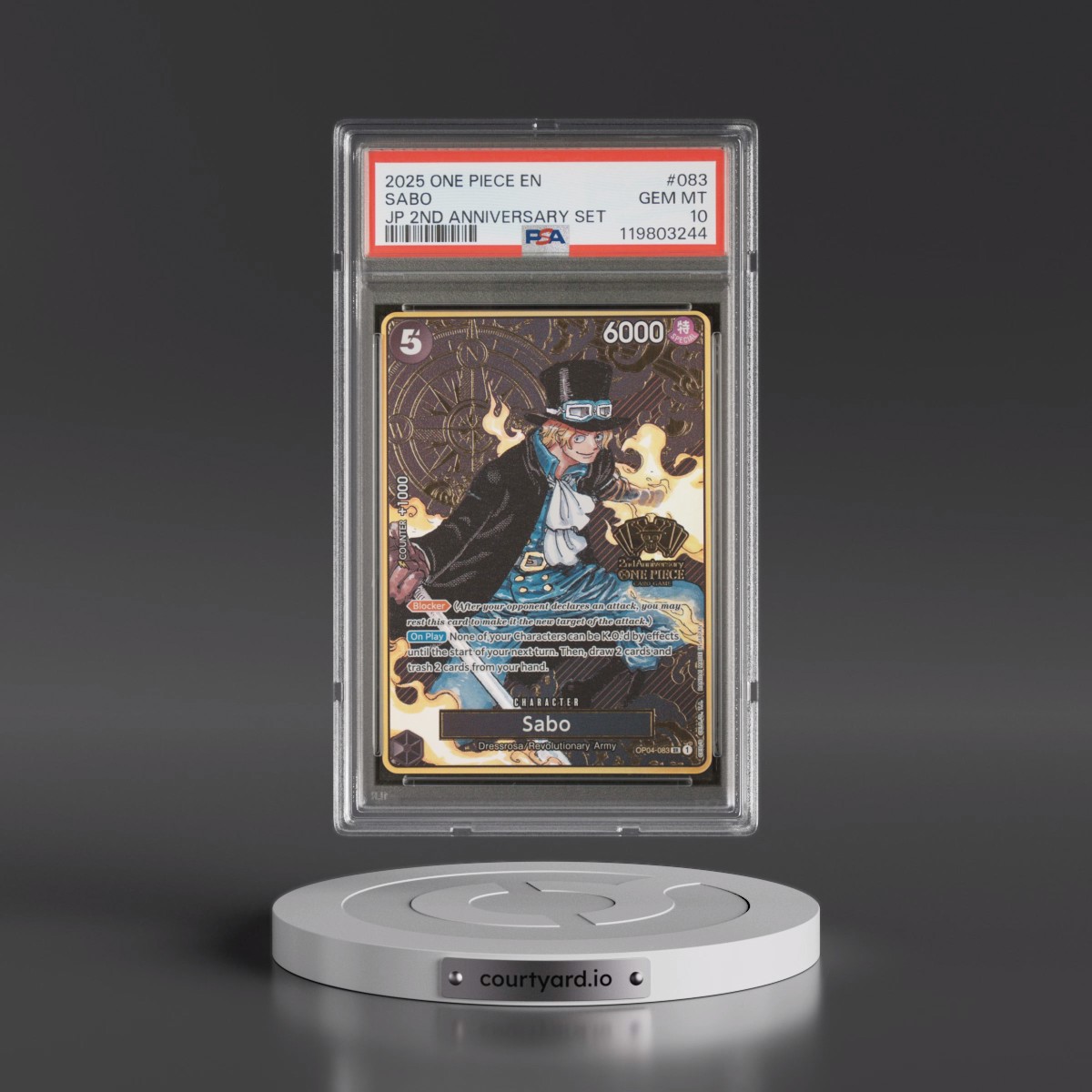 2025 One Piece Japanese 2nd Anniversary Set #083 Sabo (PSA 10 GEM MINT)