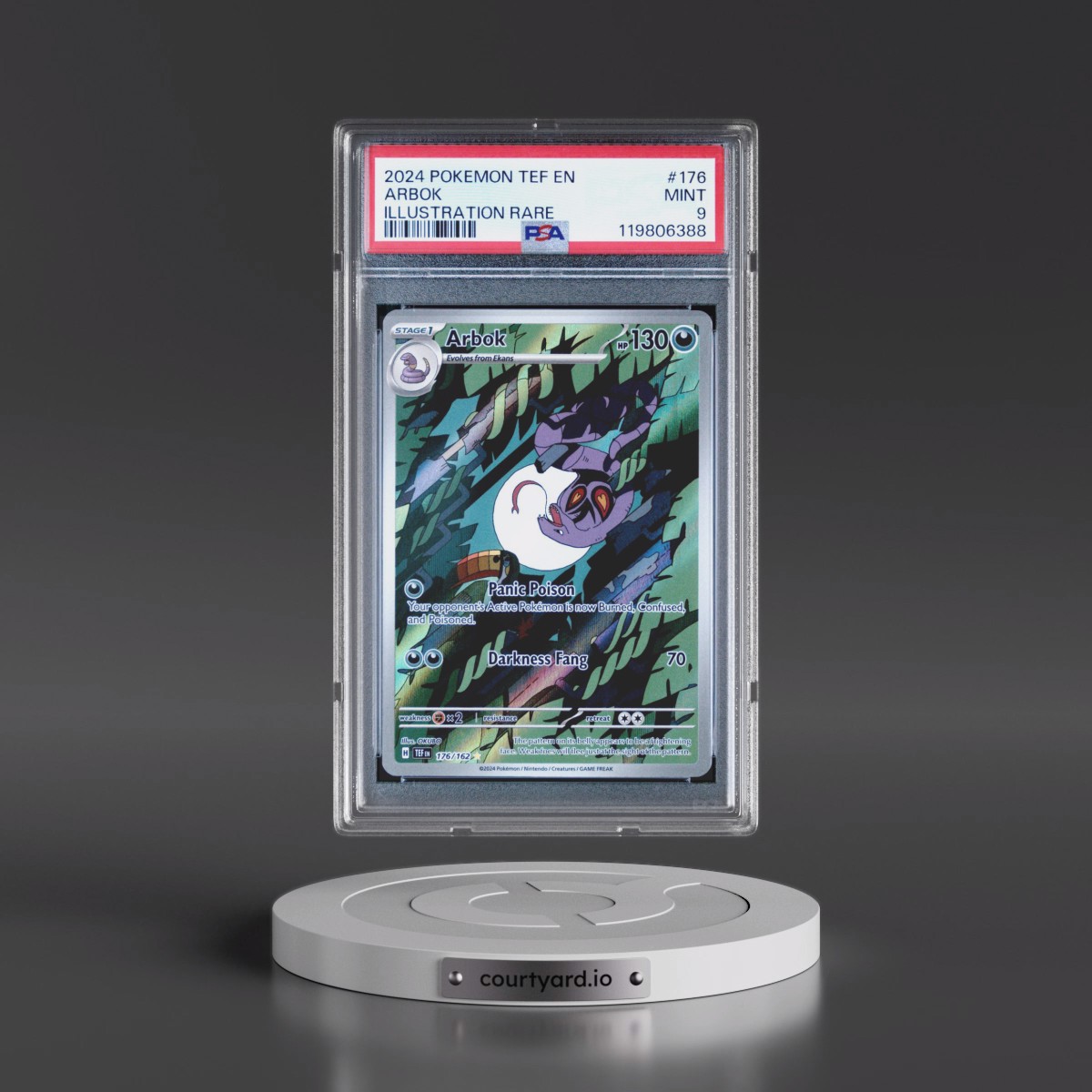 2024 Pokémon Tef EN-Temporal Forces #176 Arbok - Illustration Rare (PSA 9 MINT)