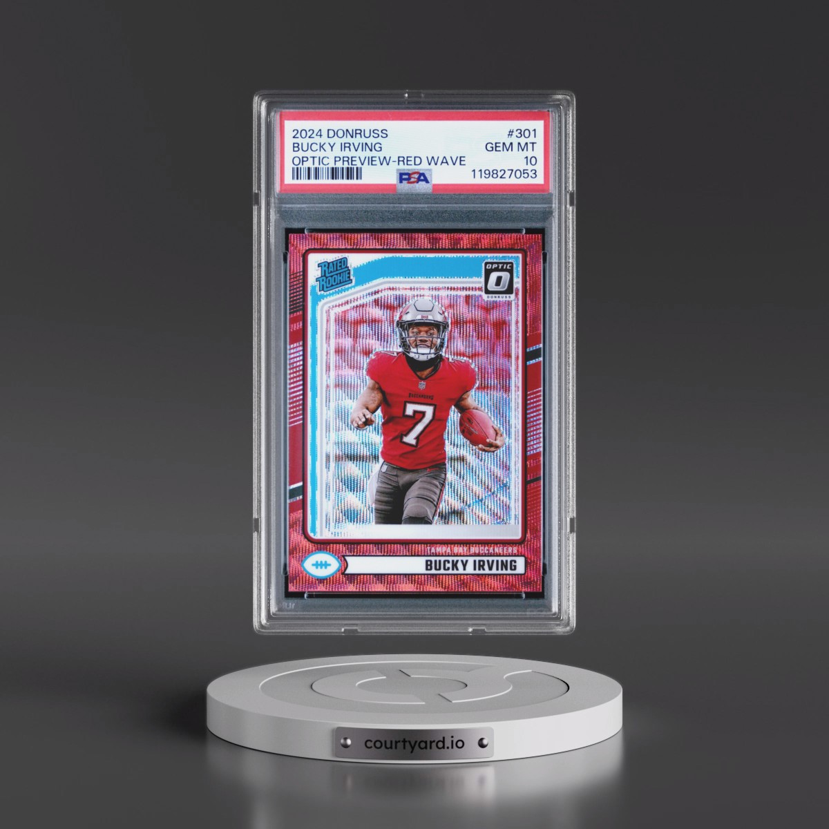 2024 Panini Donruss #301 Bucky Irving - Optic Preview-Red Wave (PSA 10 GEM MINT)