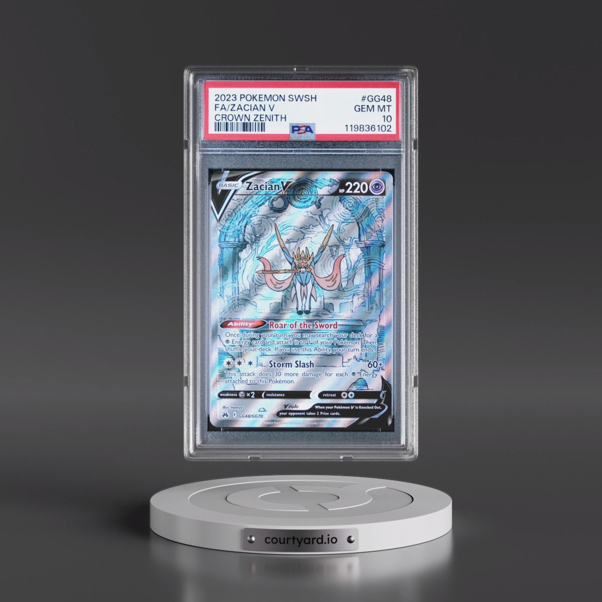 2023 Pokémon Sword and Shield Crown Zenith #GG48 Zacian V - Holo Full Art (PSA 10 GEM MINT)