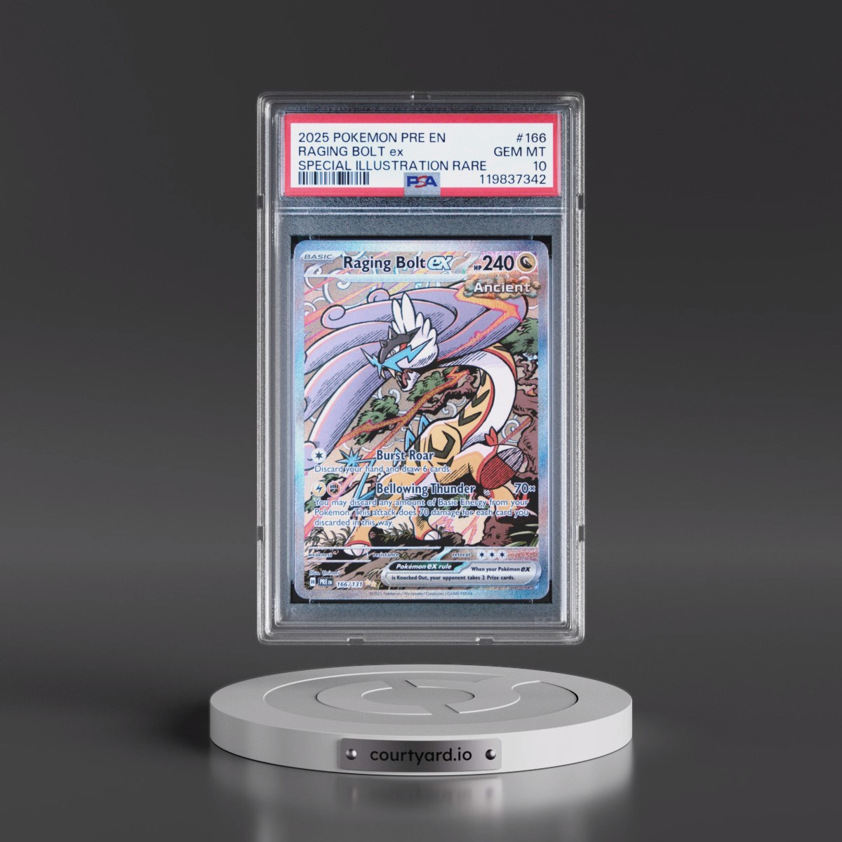 2025 Pokémon Pre EN-Prismatic Evolutions Raging Bolt EX - Holo Special Illustration Rare #166 PSA 10