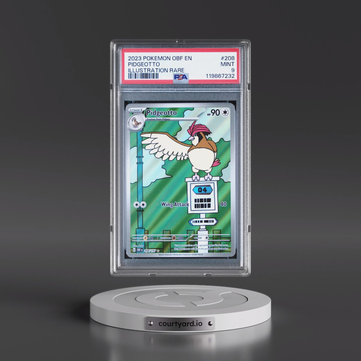 2023 Pokémon Obf EN-Obsidian Flames #208 Pidgeotto - Illustration Rare (PSA 9 MINT)