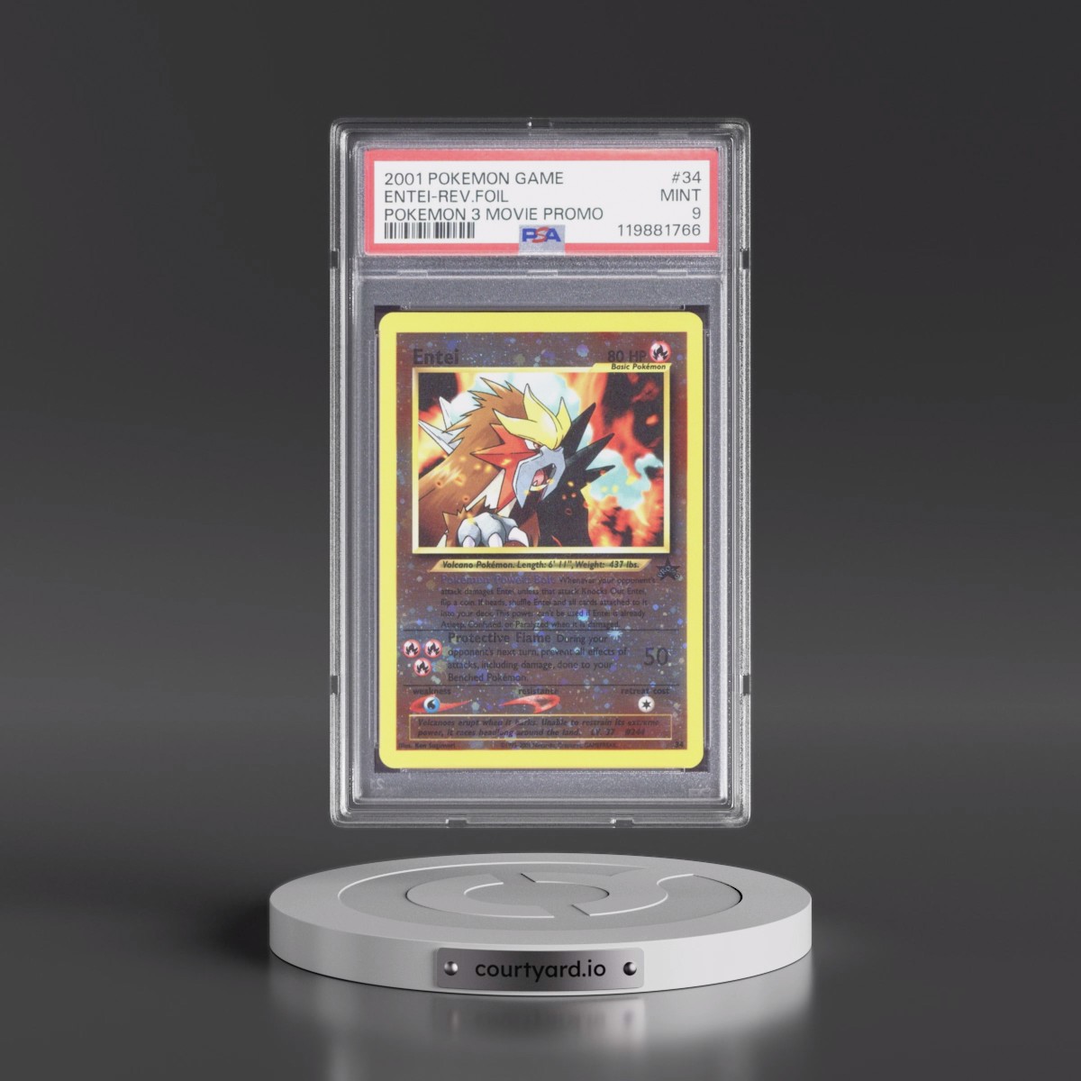 2001 Pokémon Game Movie #34 Entei - Reverse Foil Pokemon 3 Movie Promo (PSA 9 MINT)
