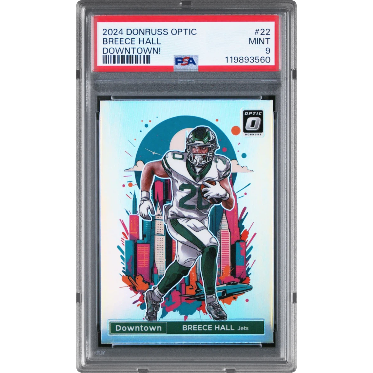 2024 Panini Donruss Optic Downtown! #22 Breece Hall (PSA 9 MINT)