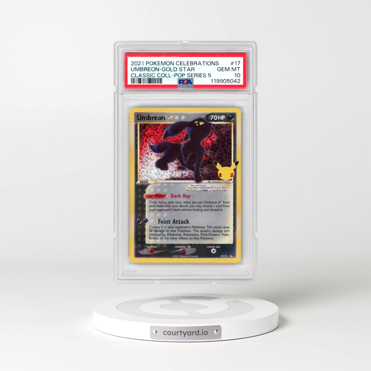 2021 Pokémon Celebrations Classic Collection #17 Umbreon-Gold Star (PSA 10 GEM MINT)