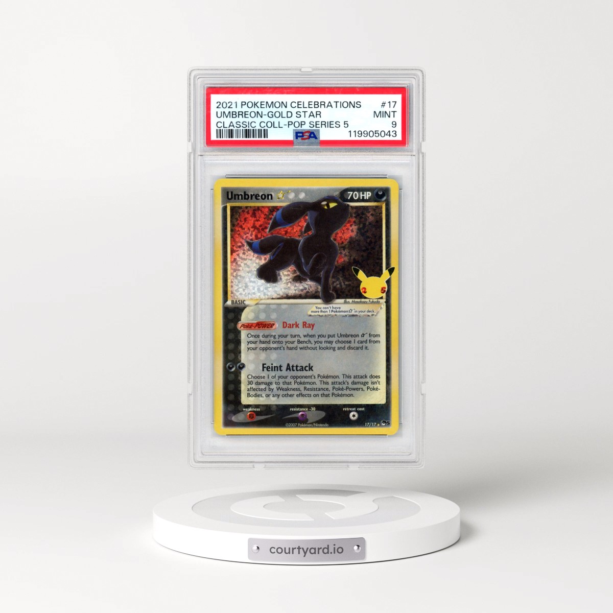 2021 Pokémon Celebrations Classic Collection #17 Umbreon-Gold Star (PSA 9 MINT)