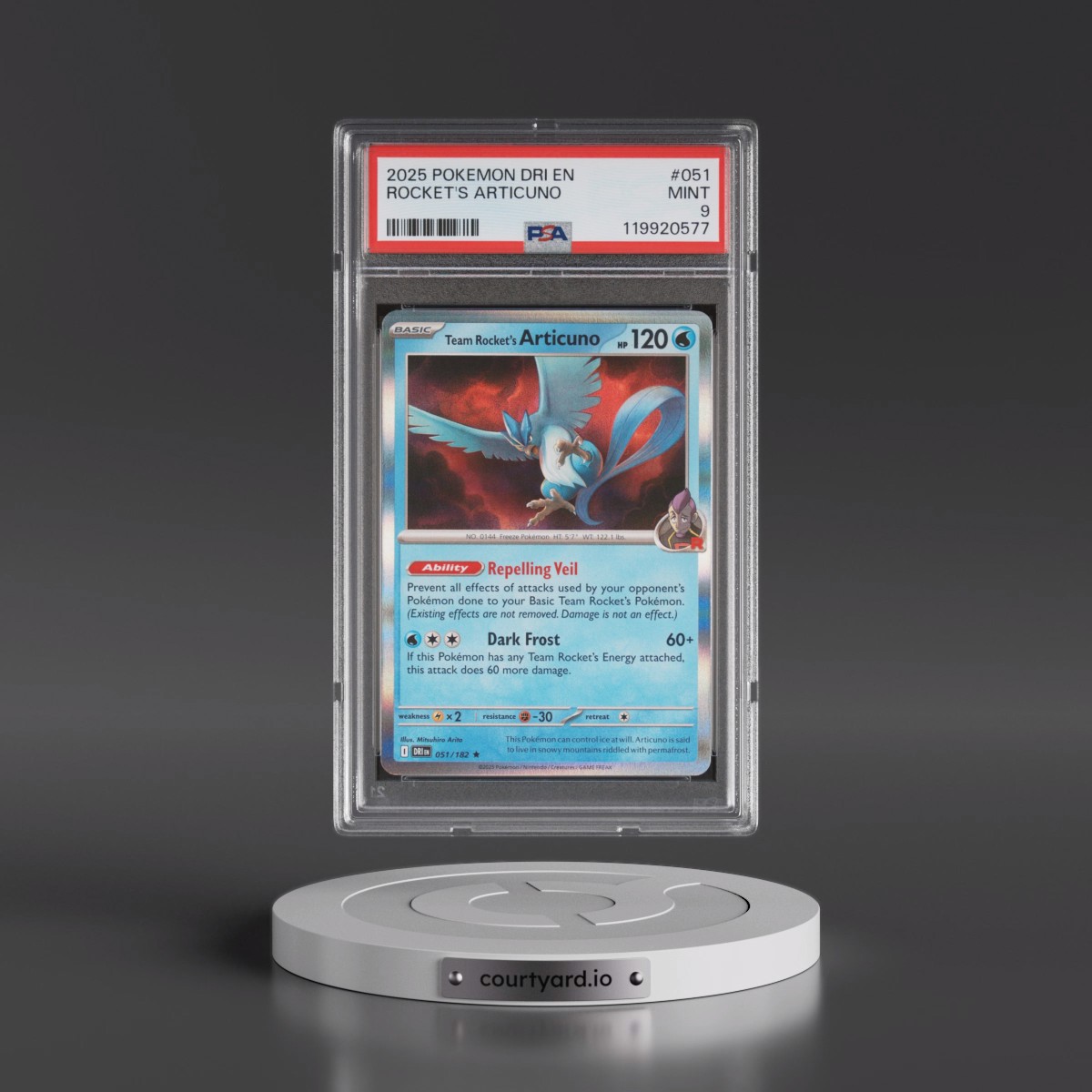 2025 Pokémon Dri EN-Destined Rivals #051 Team Rocket's Articuno (PSA 9 MINT)