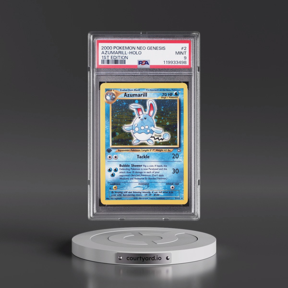 2000 Pokémon Neo Genesis #2 Azumarill - 1st Edition Holo (PSA 9 MINT)