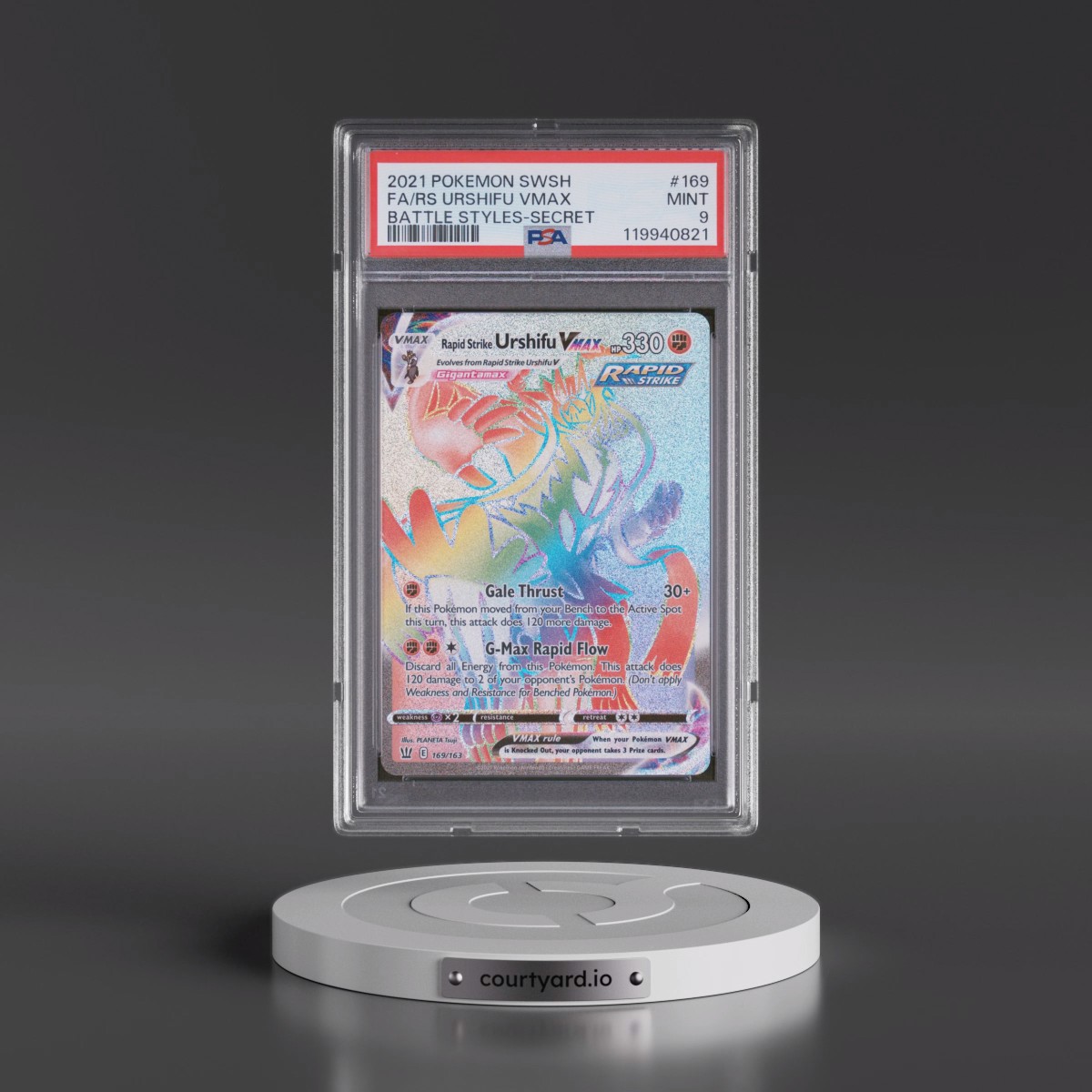 2021 Pokémon Sword & Shield Battle Styles #169 Rapid Strike Urshifu Vmax - Full Art Secret (PSA 9 MINT)