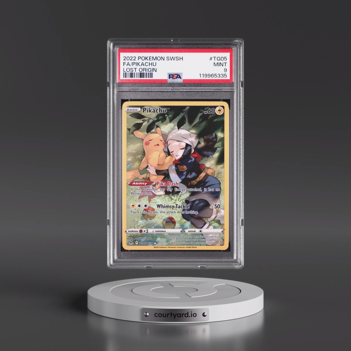 2022 Pokémon Sword & Shield Lost Origin #TG05 Pikachu - Full Art (PSA 9 MINT)
