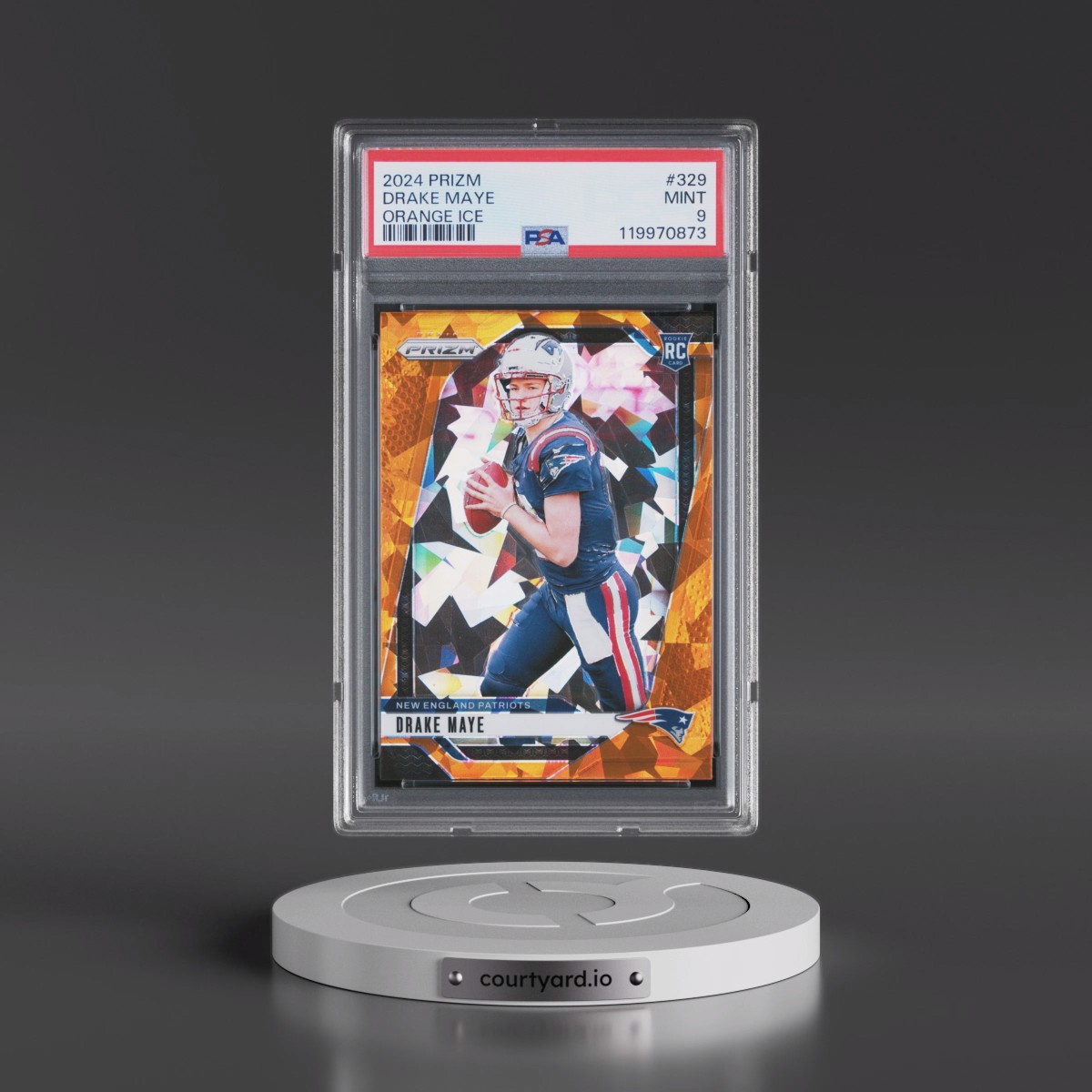 2024 Panini Prizm Drake Maye - Orange Ice #329 PSA 9