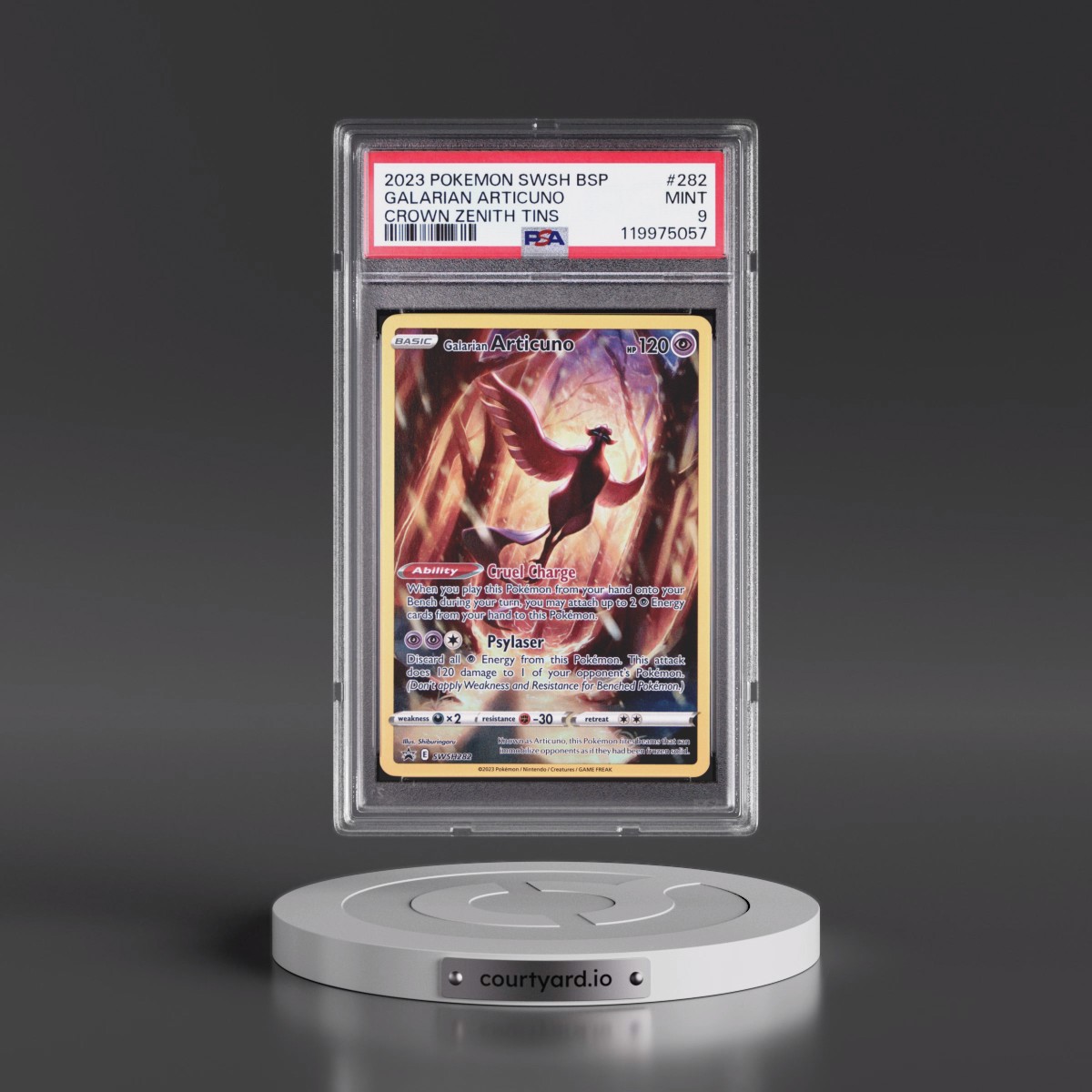 2023 Pokémon Swsh Black Star Promo #282 Galarian Articuno - Crown Zenith Tins (PSA 9 MINT)