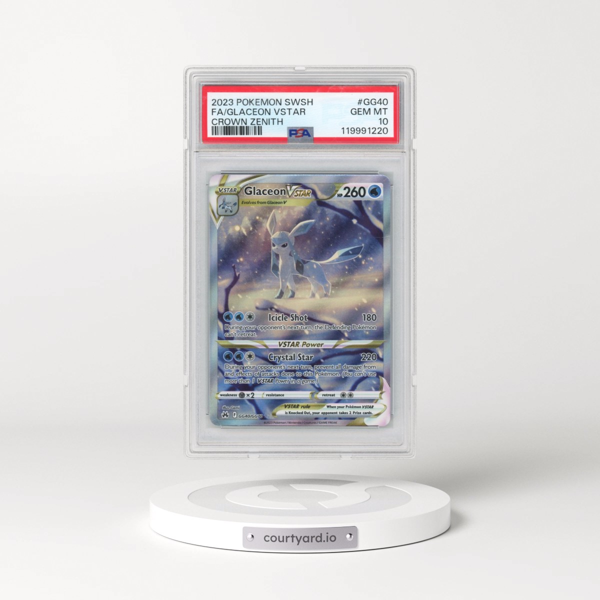 2023 Pokémon Sword and Shield Crown Zenith #GG40 Glaceon Vstar - Full Art (PSA 10 GEM MINT)