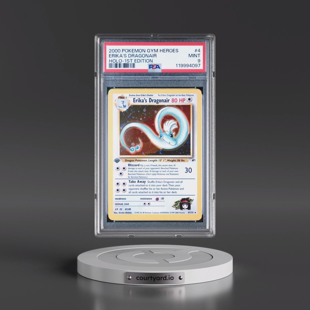 2000 Pokémon Gym Heroes #4 Erika's Dragonair - 1st Edition Holo (PSA 9 MINT)