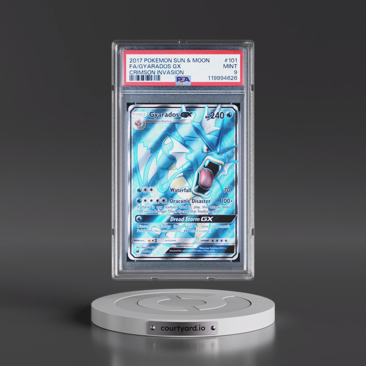 2017 Pokémon Sun & Moon Crimson Invasion #101 Gyarados GX - Holo Full Art (PSA 9 MINT)