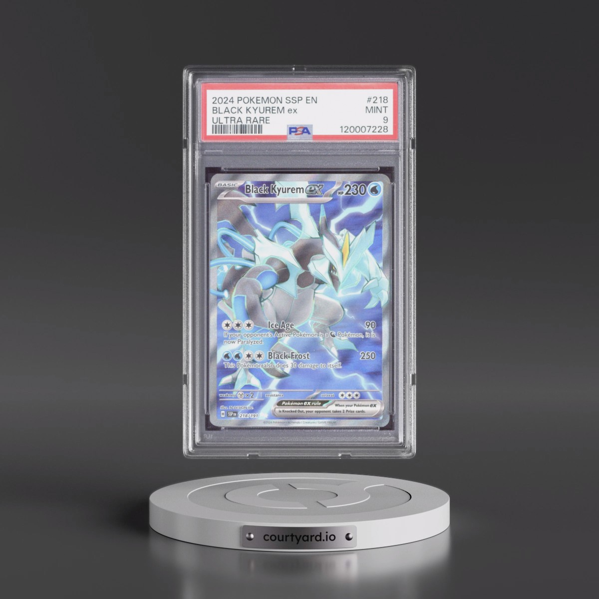 2024 Pokémon Ssp EN-Surging Sparks #218 Black Kyurem EX - Holo Ultra Rare (PSA 9 MINT)