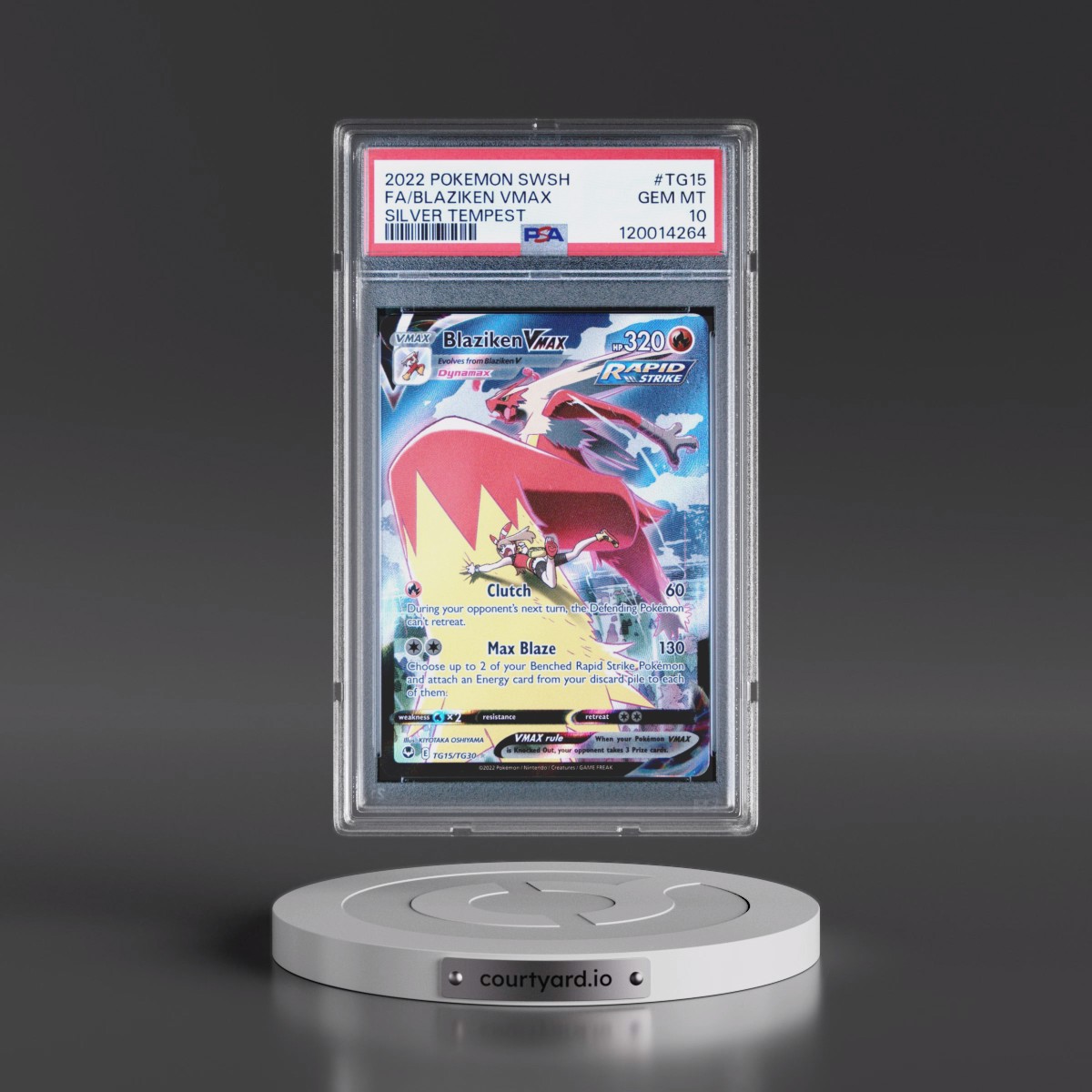 2022 Pokémon Sword & Shield Silver Tempest #TG15 Blaziken Vmax - Full Art (PSA 10 GEM MINT)