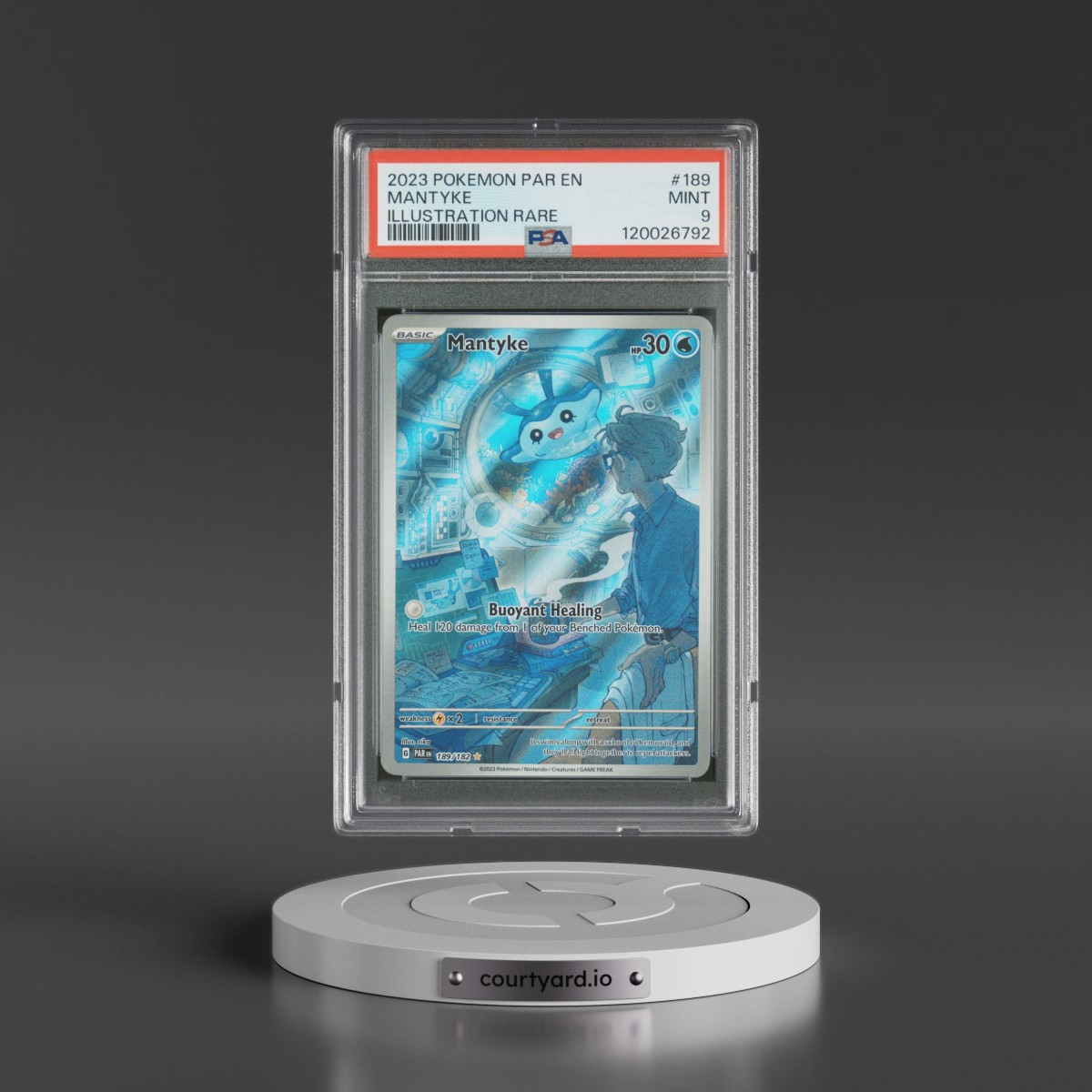2023 Pokémon Par EN-Paradox Rift #189 Mantyke - Illustration Rare (PSA 9 MINT)