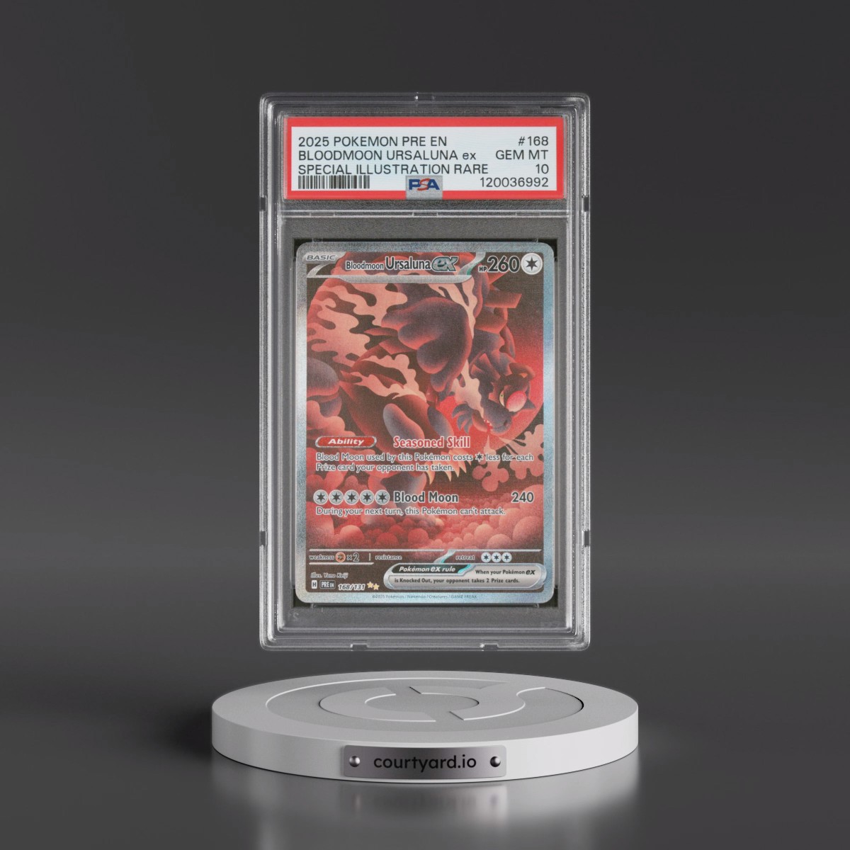 2025 Pokémon Pre EN-Prismatic Evolutions #168 Bloodmoon Ursaluna EX - Holo Special Illustration Rare (PSA 10 GEM MINT)