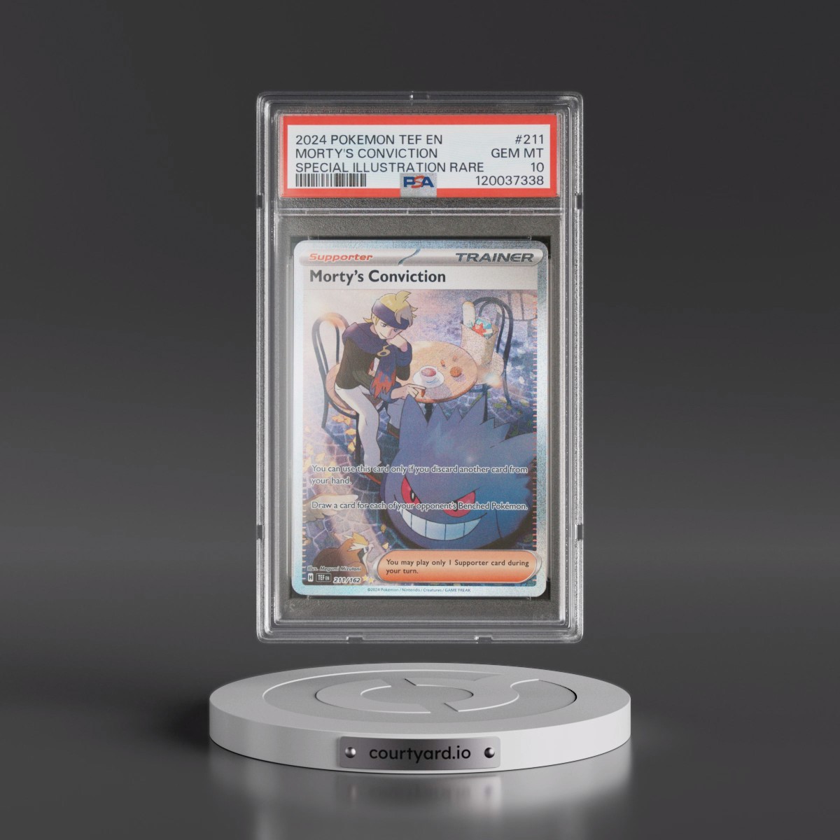 2024 Pokémon Tef EN-Temporal Forces #211 Morty's Conviction - Special Illustration Rare (PSA 10 GEM MINT)