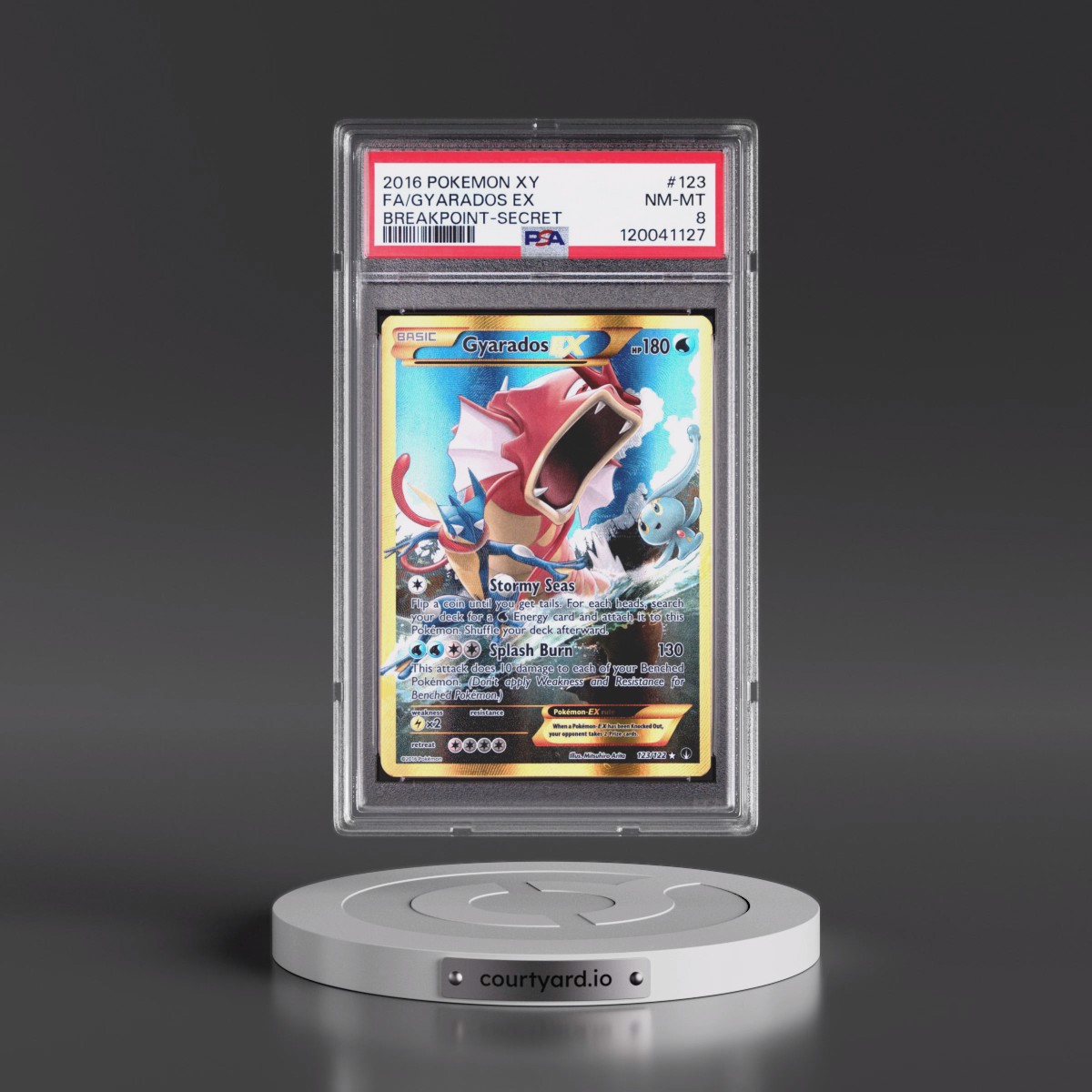 2016 Pokémon XY Breakpoint #123 Gyarados EX - Holo Full Art Secret (PSA 8 NM-MT)