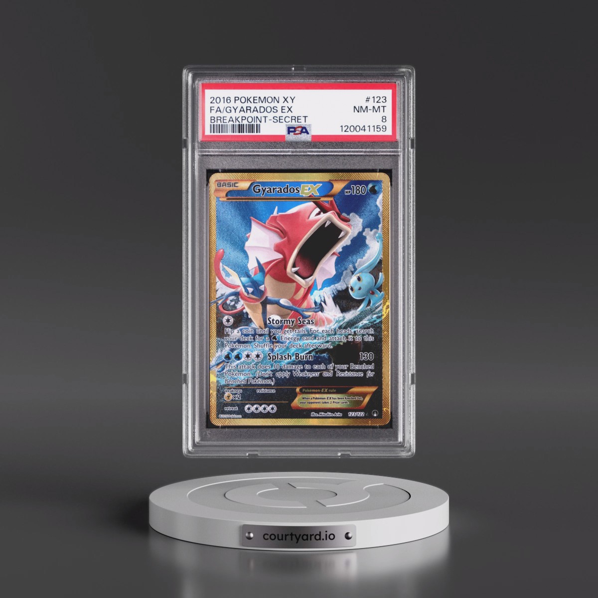2016 Pokémon XY Breakpoint #123 Gyarados EX - Holo Full Art Secret (PSA 8 NM-MT)