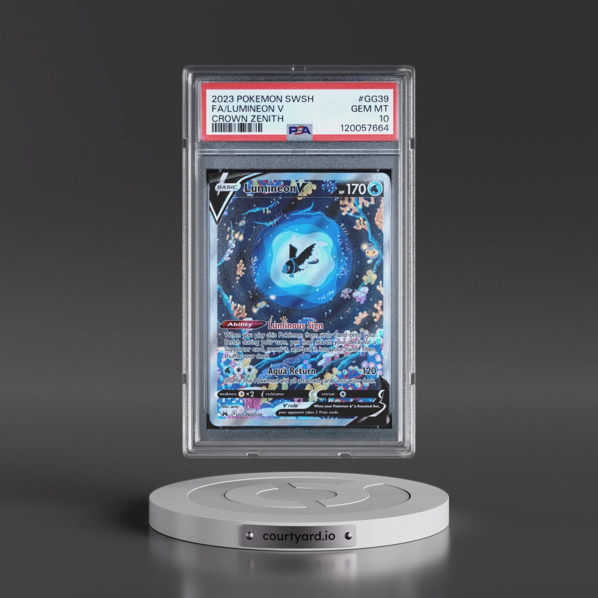 2023 Pokémon Sword and Shield Crown Zenith #GG39 Lumineon V - Holo Full Art (PSA 10 GEM MINT)