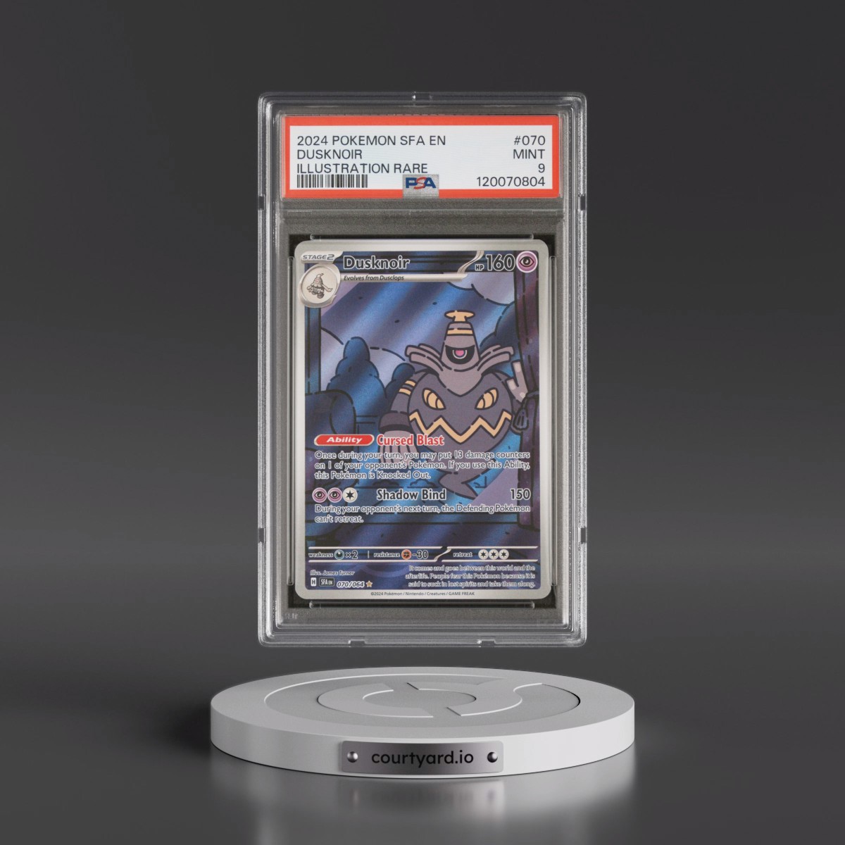 2024 Pokémon Sfa EN-Shrouded Fable #070 Dusknoir - Illustration Rare (PSA 9 MINT)