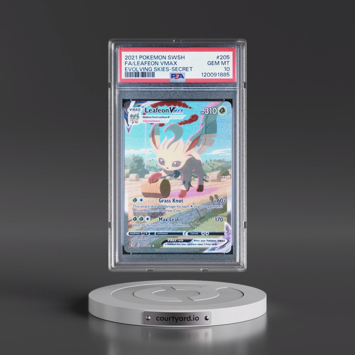 2021 Pokémon Sword & Shield Evolving Skies #205 Leafeon Vmax - Full Art Secret (PSA 10 GEM MINT)