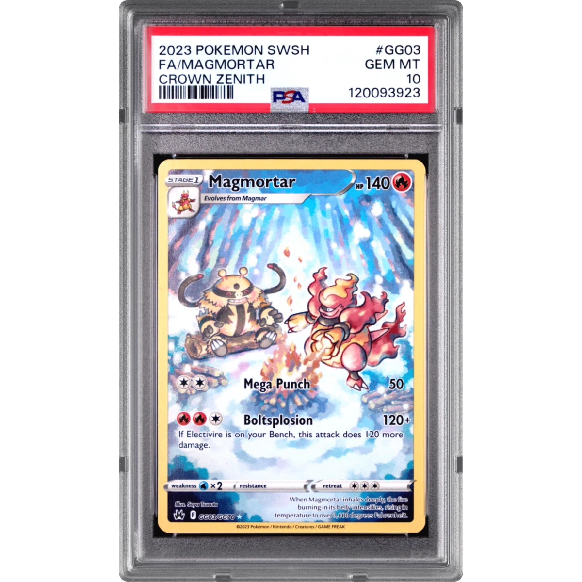 2023 Pokémon Sword and Shield Crown Zenith #GG03 Magmortar - Full Art (PSA 10 GEM MINT)