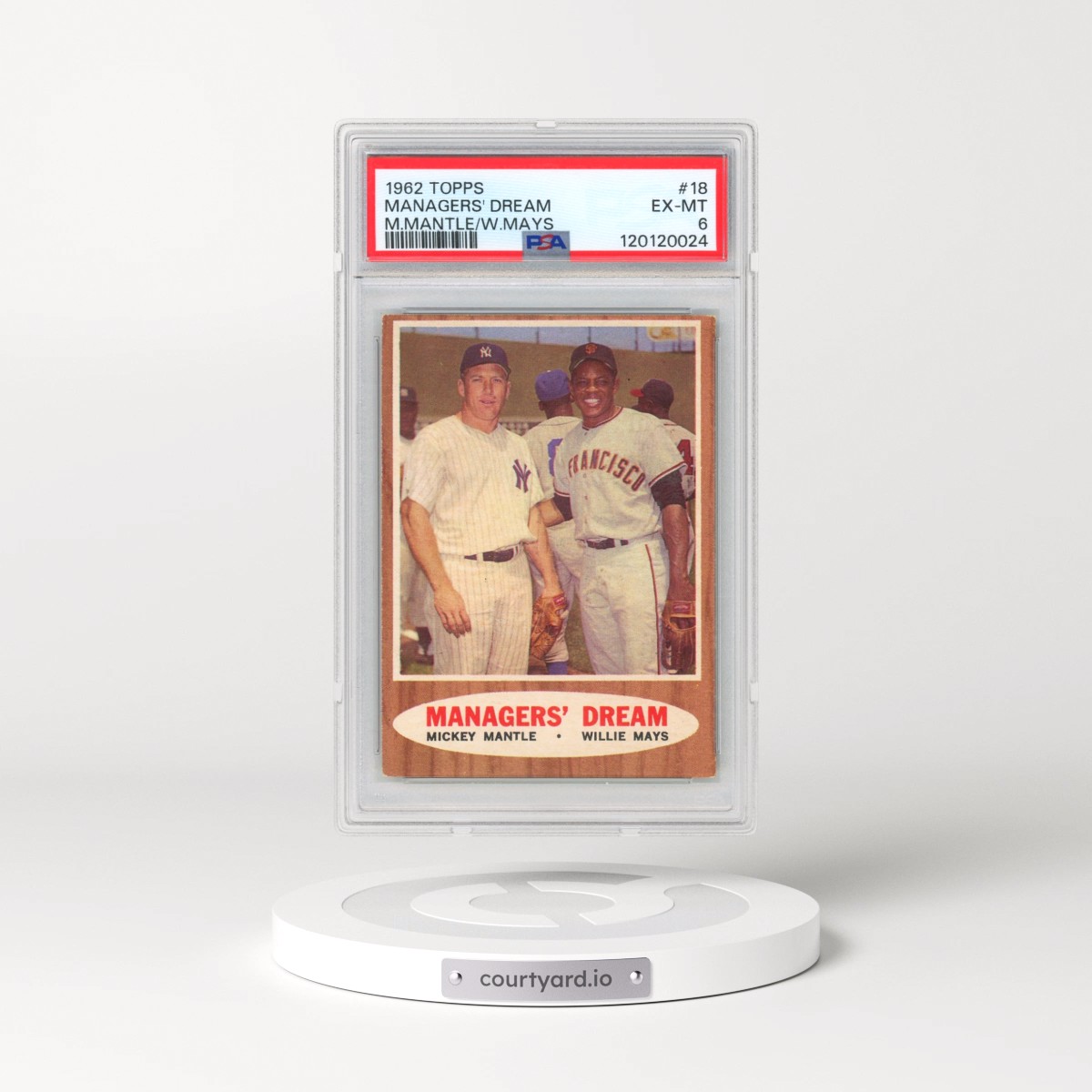 1962 Topps #18 Managers' Dream - M.Mantle/W.Mays (PSA 6 EX-MT)