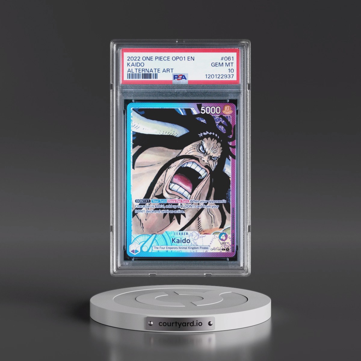 2022 One Piece OP01-Romance Dawn #061 Kaido - Alternate Art (PSA 10 GEM MINT) - Photo