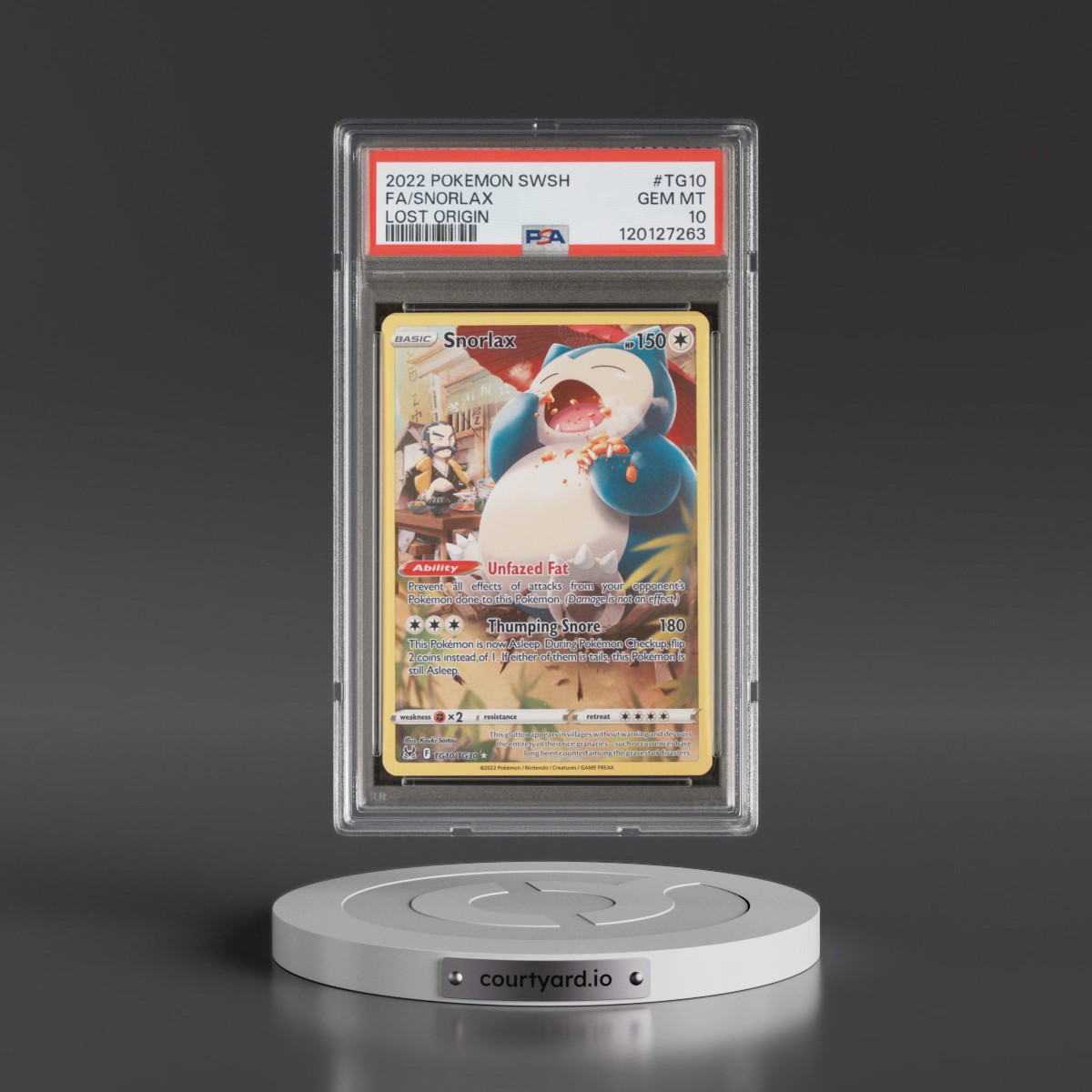 2022 Pokémon Sword & Shield Lost Origin Snorlax - Full Art #TG10 PSA 10