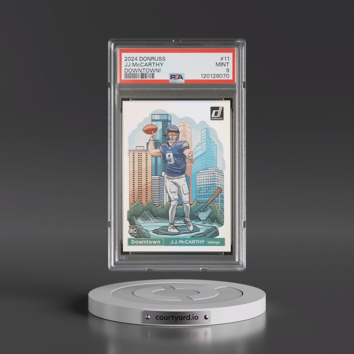 2024 Panini Donruss Downtown! JJ McCarthy #11 PSA 9