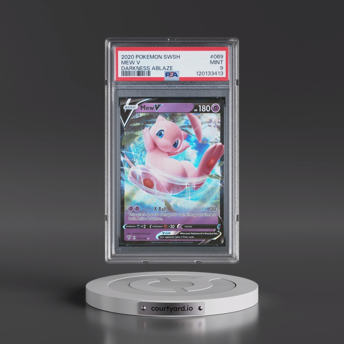 2020 Pokémon Sword & Shield Darkness Ablaze #069 Mew V - Holo (PSA 9 MINT)
