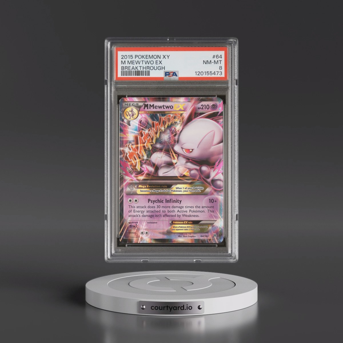 2015 Pokémon XY Breakthrough #64 M Mewtwo EX - Holo (PSA 8 NM-MT)