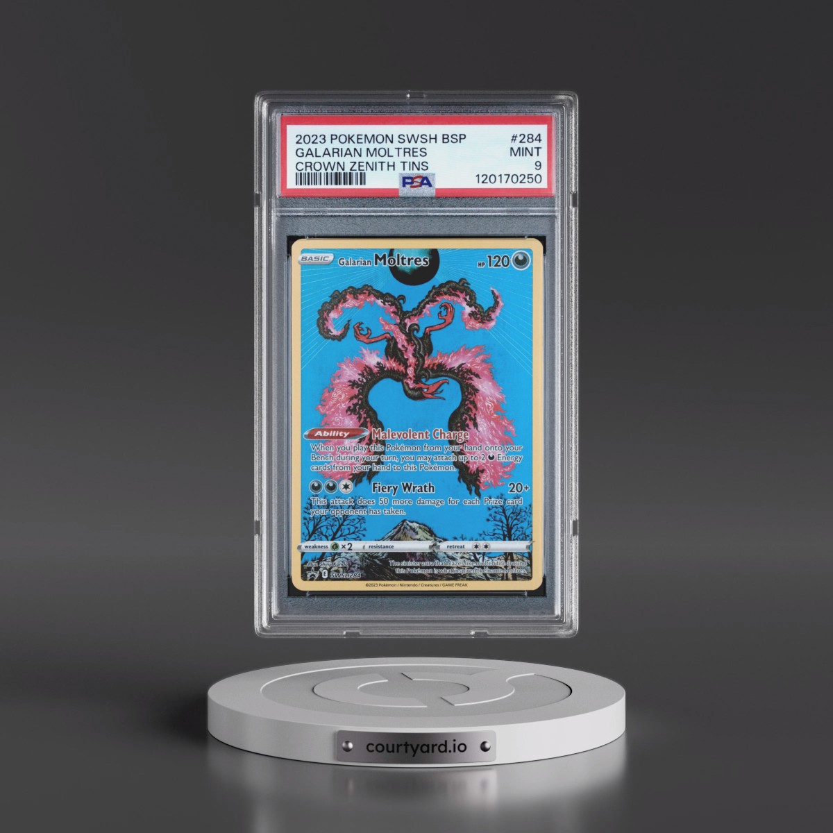 2023 Pokémon Swsh Black Star Promo #284 Galarian Moltres - Crown Zenith Tins (PSA 9 MINT)