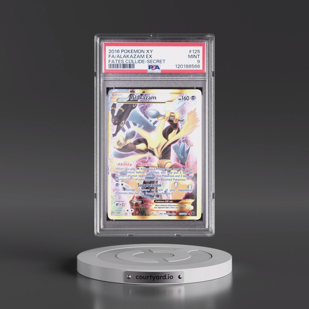 2016 Pokémon XY Fates Collide #125 Alakazam EX - Holo Full Art Secret (PSA 9 MINT)