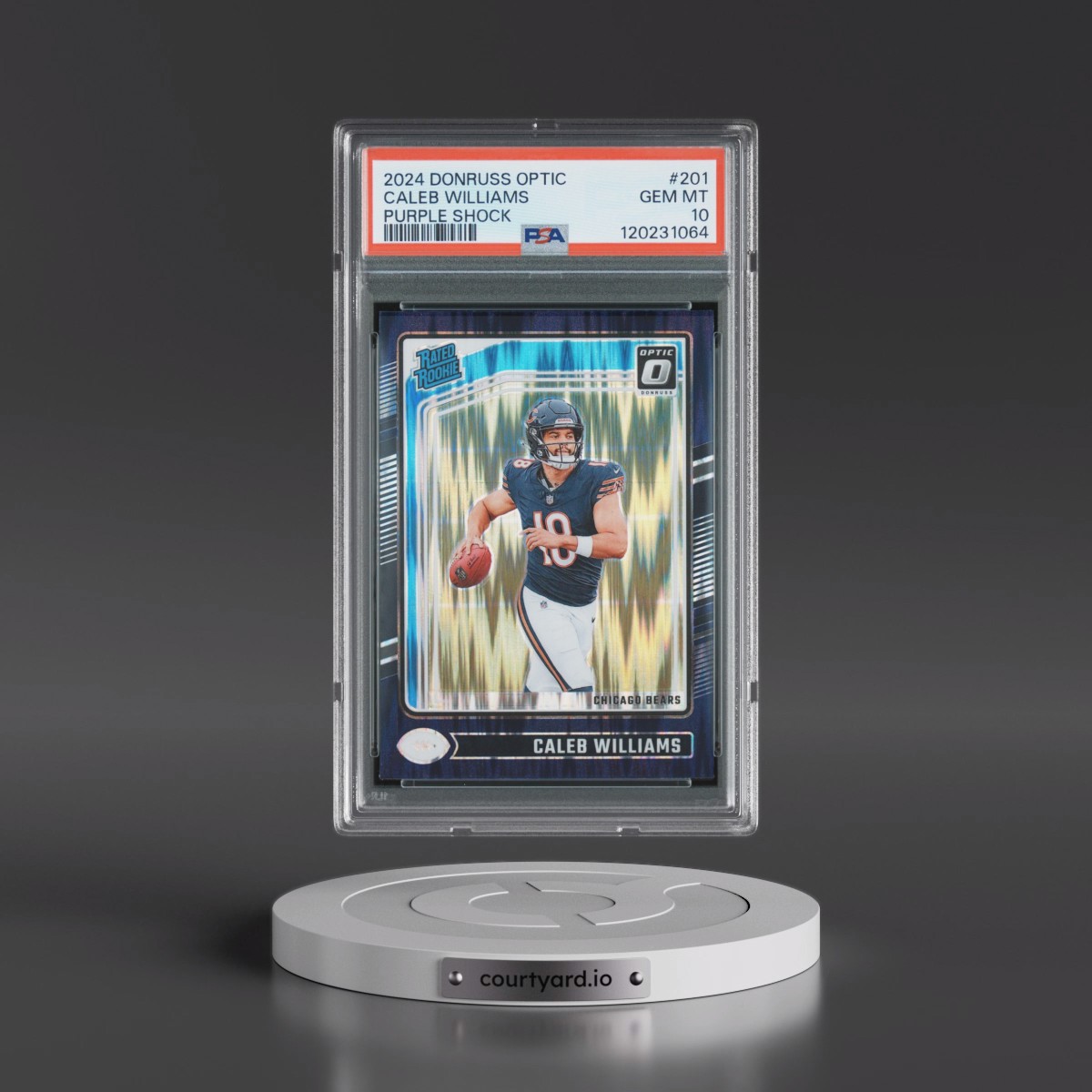 2024 Panini Donruss Optic #201 Caleb Williams - Purple Shock (PSA 10 GEM MINT)