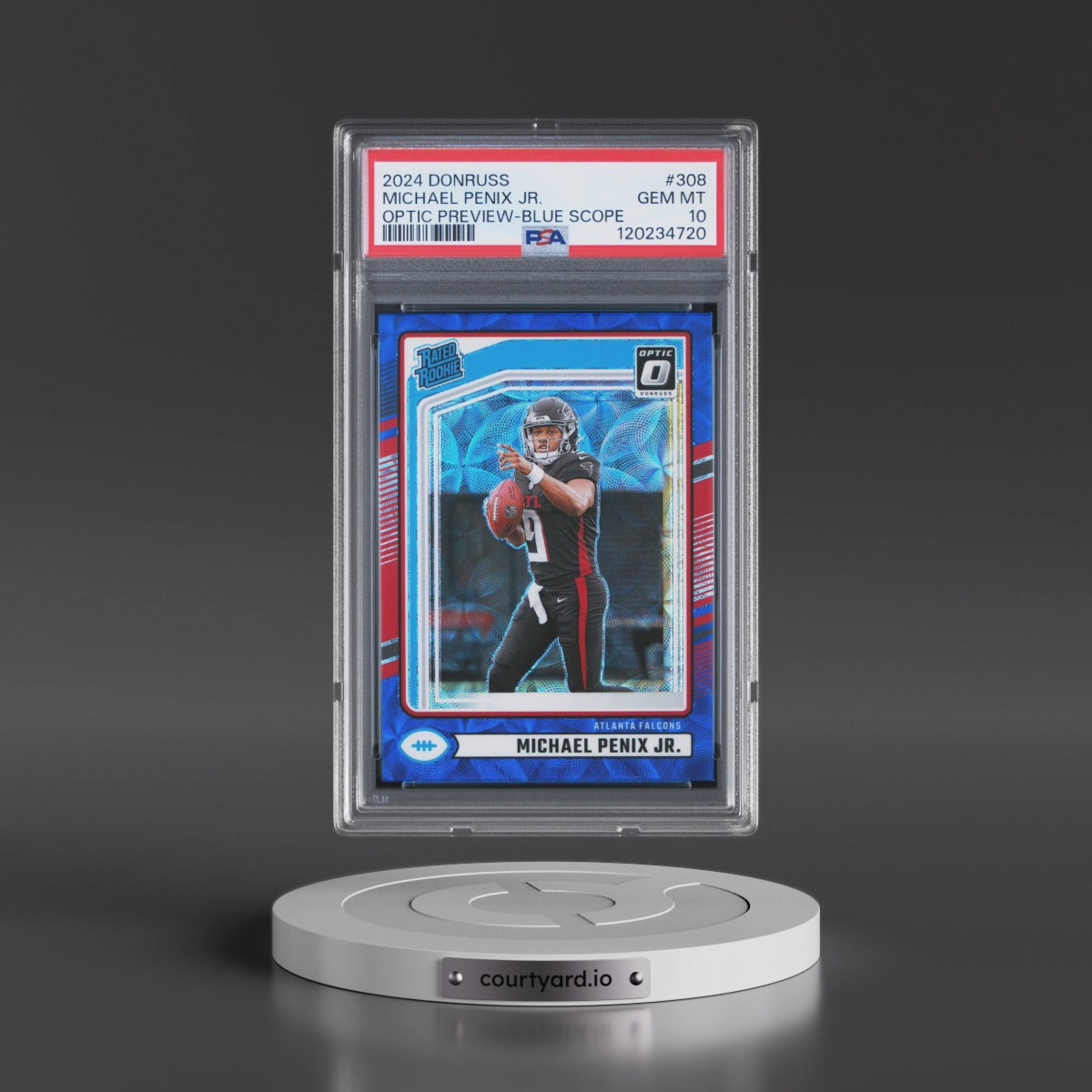 2024 Panini Donruss #308 Michael Penix Jr. - Optic Preview-Blue Scope (PSA 10 GEM MINT)