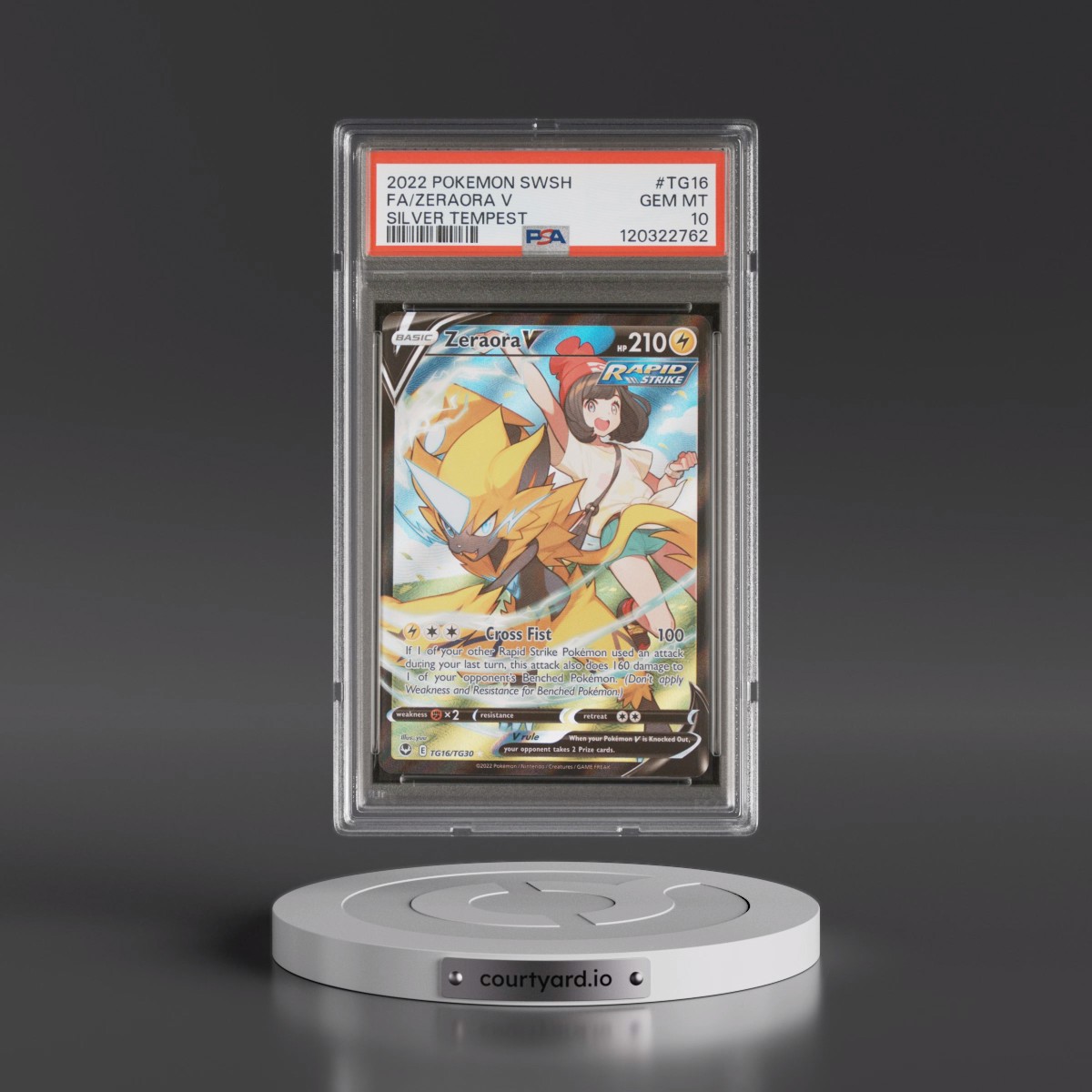 2022 Pokémon Sword & Shield Silver Tempest #TG16 Zeraora V - Holo Full Art (PSA 10 GEM MINT)